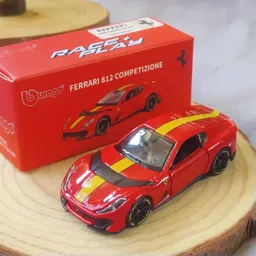 BURAGO Bburago | FERRARI 812 COMPETIZIONE | RED WITH YELLOW STRIPE | Scale 1:64 Diecast Collectible Toy Car