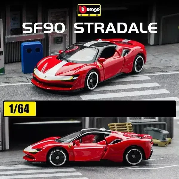 BURAGO Bburago | FERRARI SF90 STRADALE ASSETTO FIORANO | RED AND WHITE | Scale 1:64 Diecast Collectible Toy Car