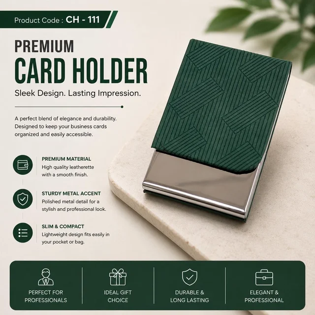 CH 111 Green Embossed Leatherette steel cardholder