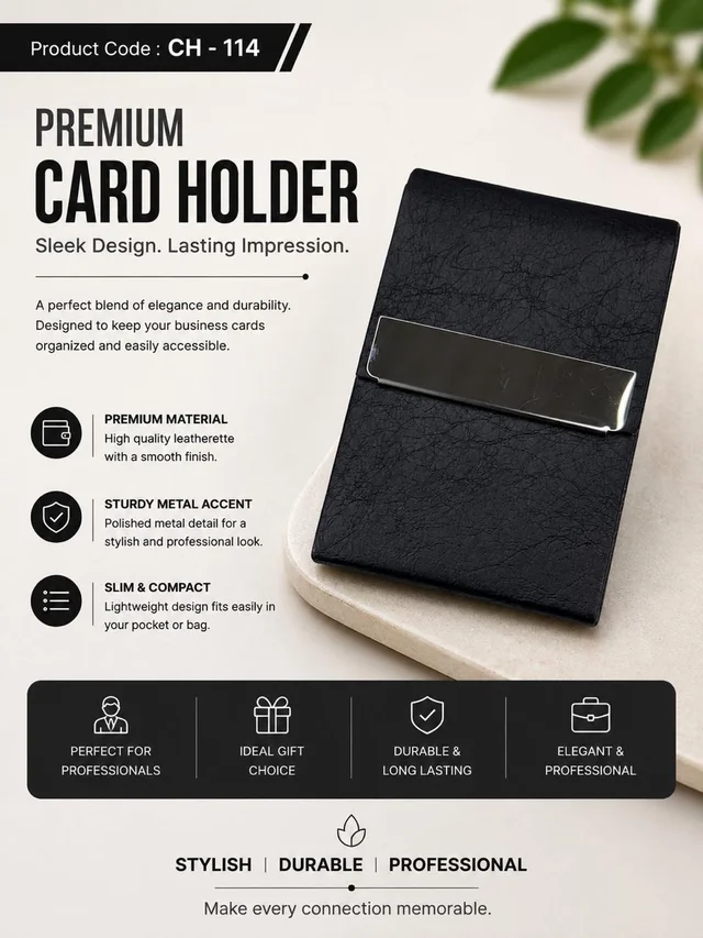CH 114 Black New Leatherette cardholder
