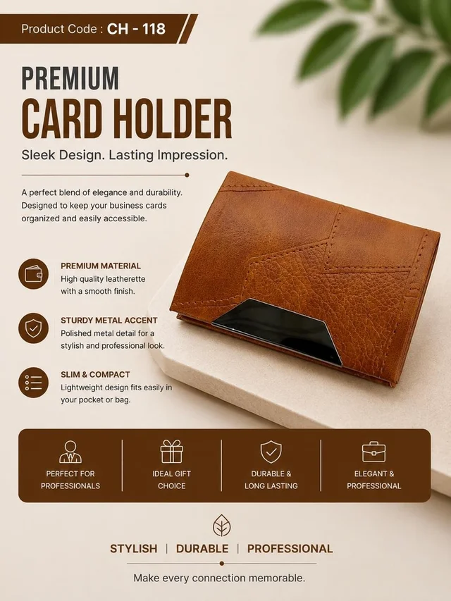 CH 118 Tan design leatherette cardholder