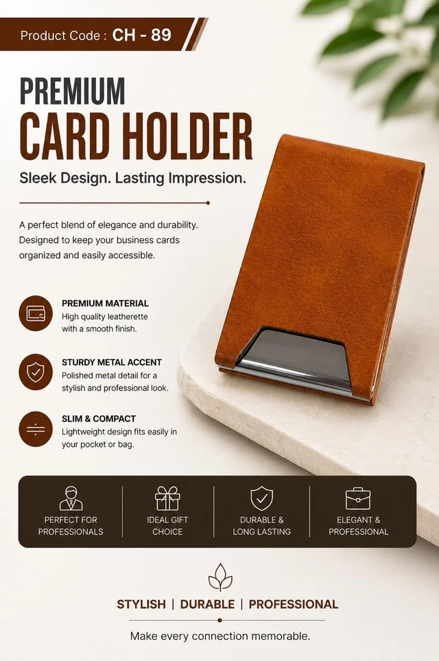 CH 89 Tan / steel cardholder