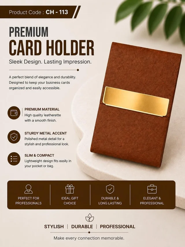 CH 113 Tan Leatherette steel carholder