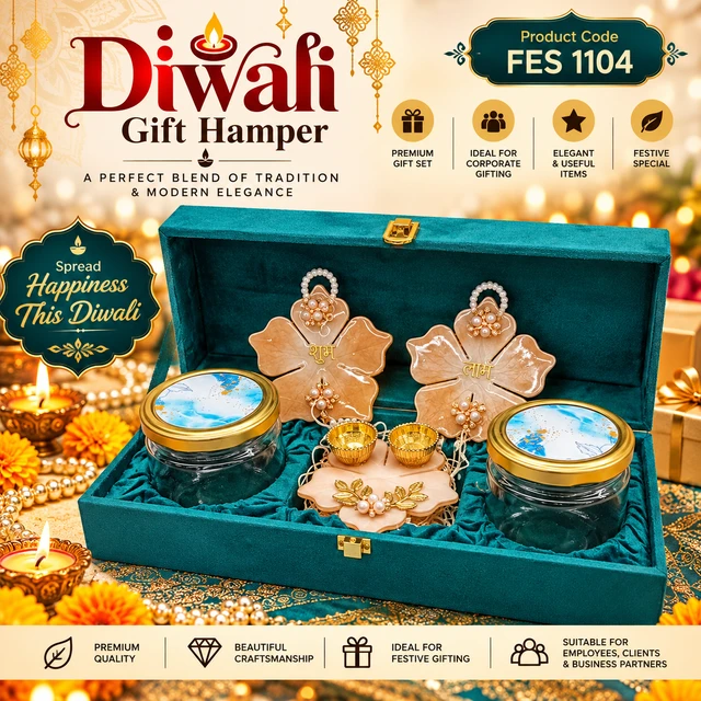 FES-1104  Diwali Hamper with resin Shubh  Labh Combo