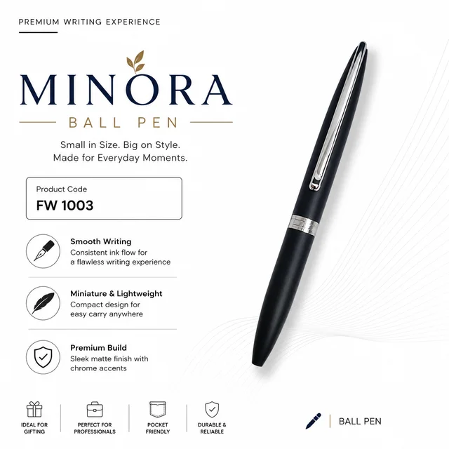 FW 1003 Black ball pen with silver parts