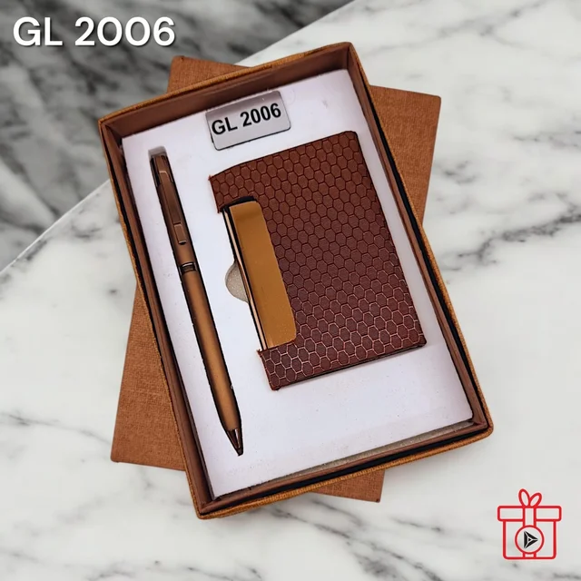 GL 2006 Brown Rose Gold Pen & Card Holder Set
