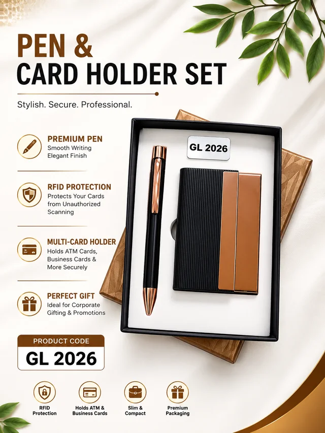 GL 2026 Black/Rose Gold Pen & Cardholder Set
