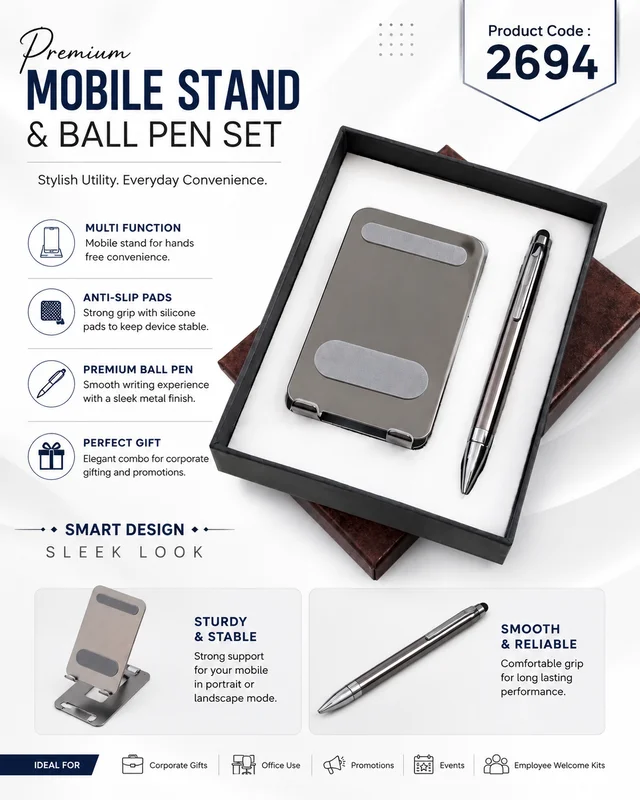 GL 2694 Steel pen & Mobile stand 2 in 1 set