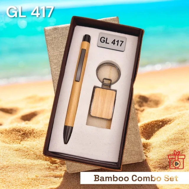 GL 417 Wooden Bamboo Pen & Keychain Set