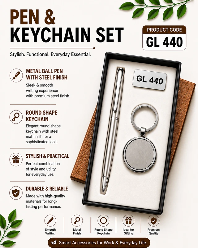 GL 440 Silver Pen & Keychain Set