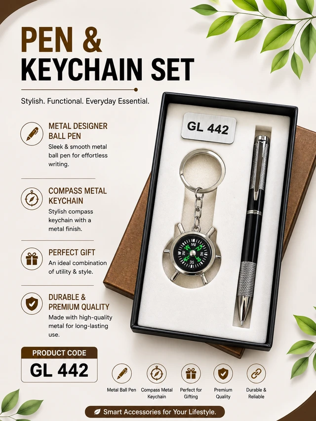 GL 442 Black Pen & Keychain Set