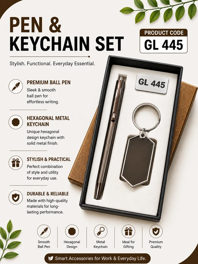 GL 445 Chrome GM Pen & keychain Set