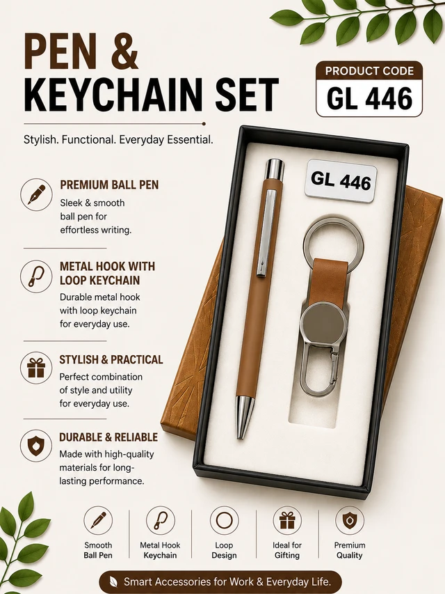 GL 446 Tan pen & Keychain Set
