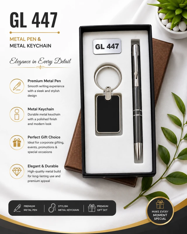 GL 447 Gun Metal Pen & Keychain Set