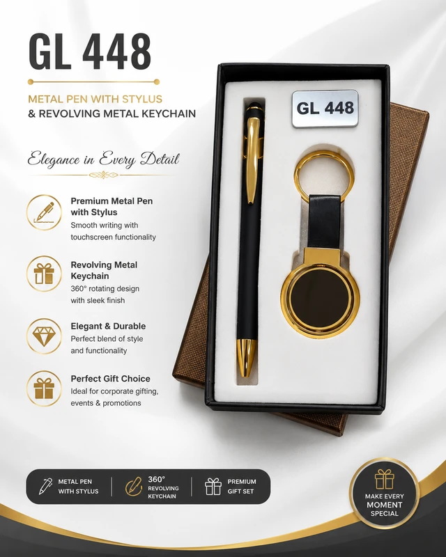 GL 448 Black & Gold  Pen & Keychain Set