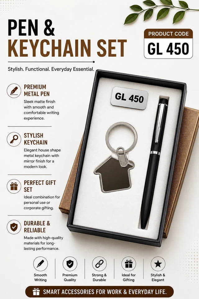 GL 450 Black & Silver  Pen & keychain set