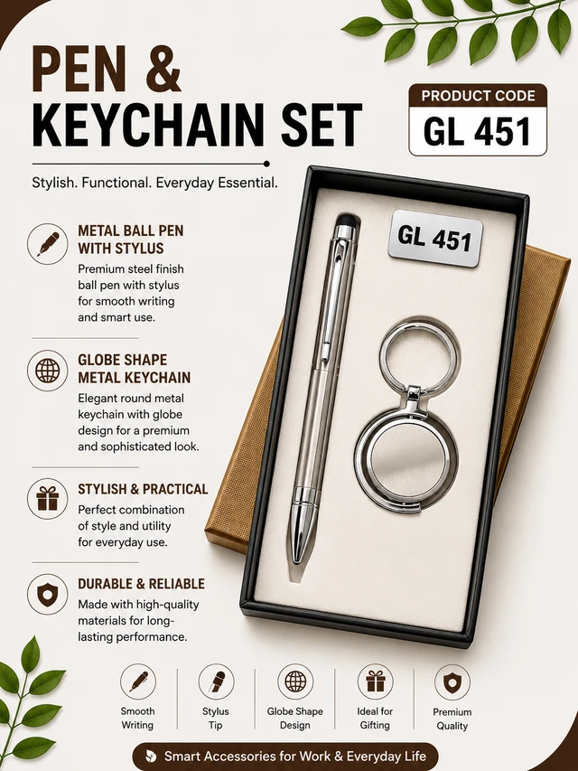 GL 451 Silver Pen & Keychain Set
