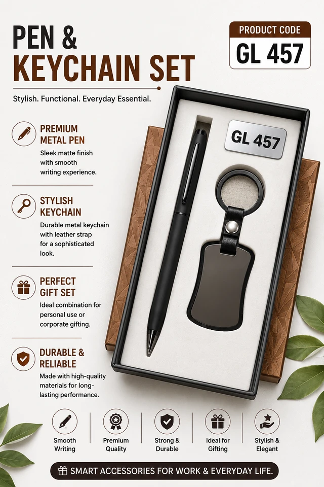 GL 457 Full Black Pen & Keychain Set