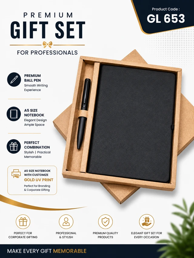 GL 653 Black  Pen & Notebook  combo set
