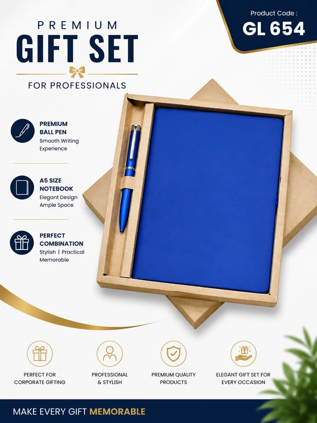 GL654  Blue Pen& Notebook Combo Set