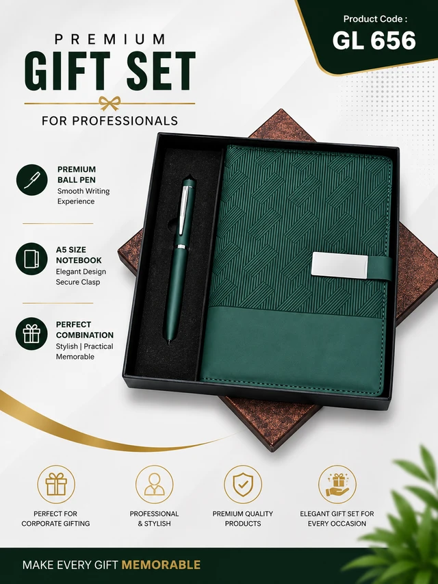 GL656  Green  Pen& Notebook Combo set
