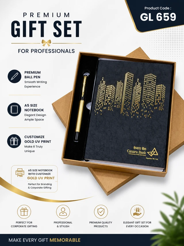 GL 659 Black Pen & Notebook  Combo Set