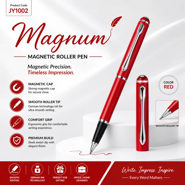 JY 1002 Red Magnetic Roller Pen