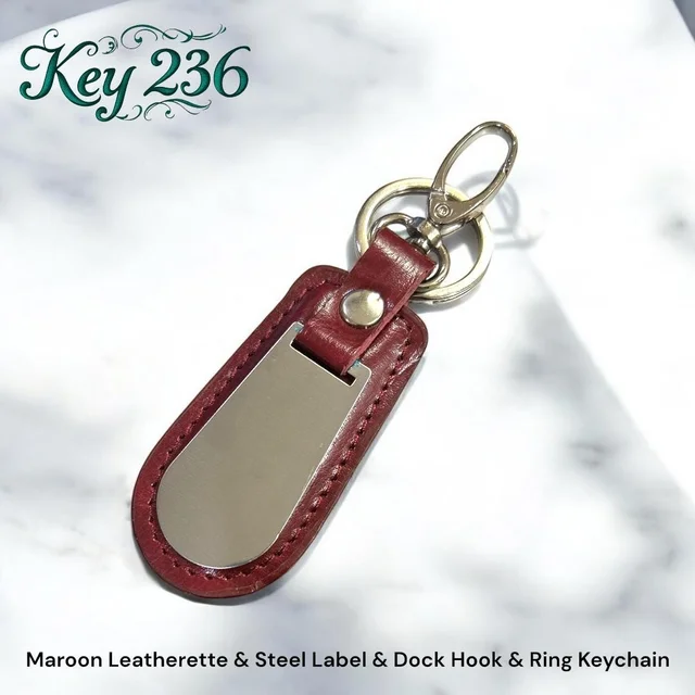GL 236 Maroon Leatherette Steel Keychain