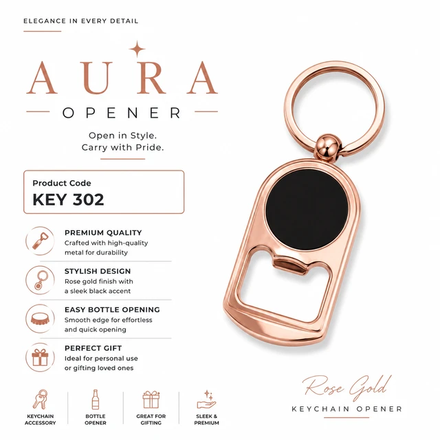 KEY 302 Rose gold Opener keychain