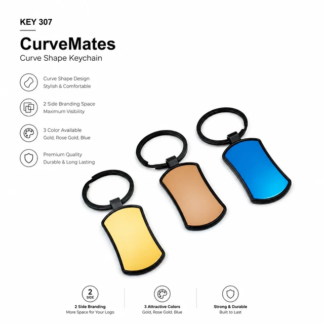 KEY 307 Curve shape metal Keychain