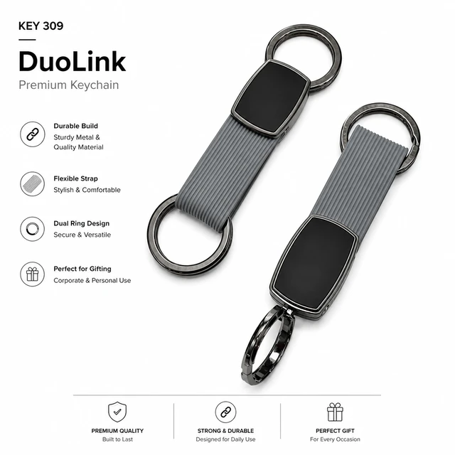 KEY 309 Duo link grey keychain