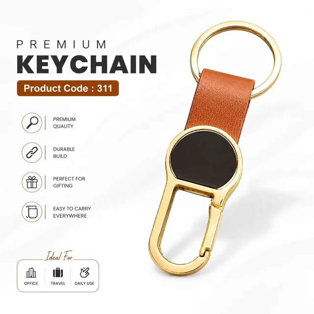 KEY 311 Tan/gold metal opener keychain