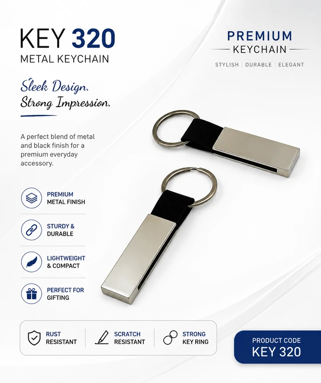 KEY 320 Silver metal keychain
