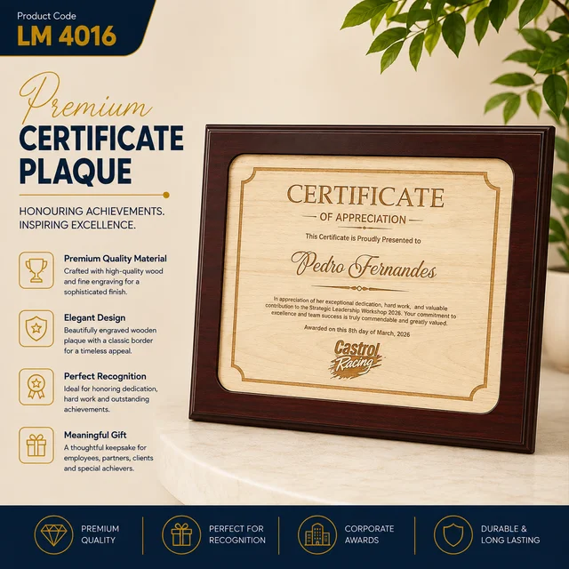 LM 4016 Wooden Medium Plaque Award