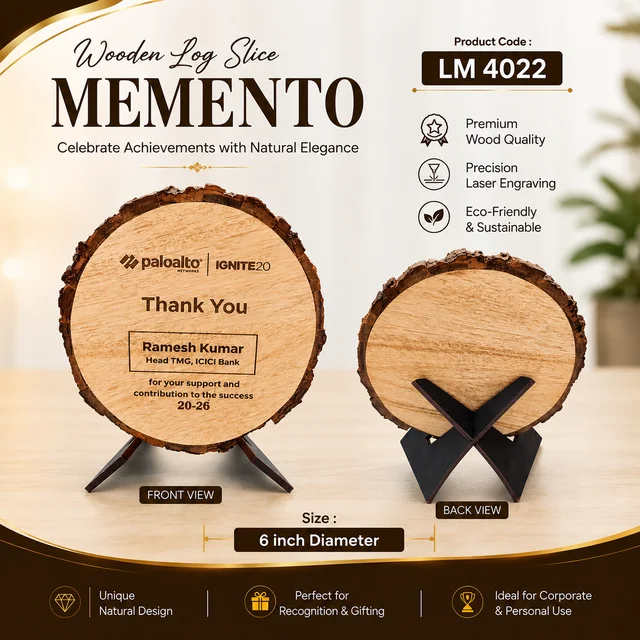 LM 4022 Wooden Log Slice Memento