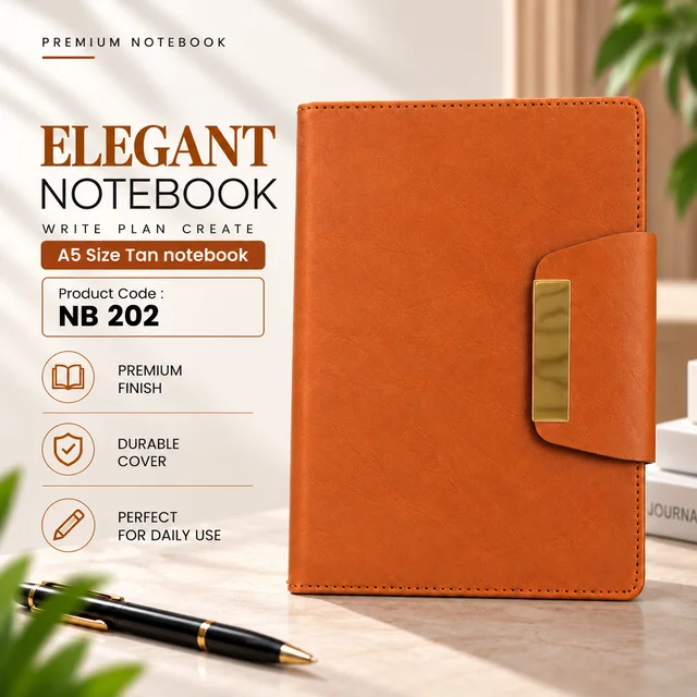 NB 202 A5 Size Elegant tan folding notebook