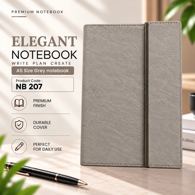 NB 207 A5 Size Elegant 3 folds Grey notebook