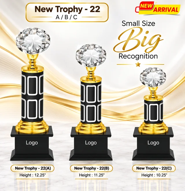 New Trophy-22 A,B,C Elegant Three Size of Trophy