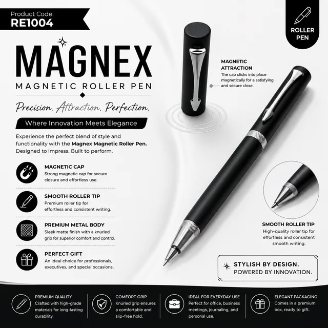 RE 1004 ZOZO Magnet Black Roller pen