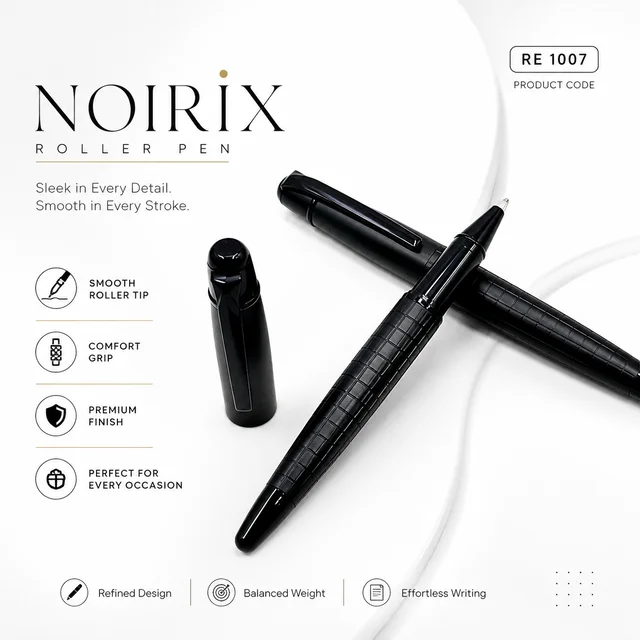 RE 1007 Full Black Roller Pen