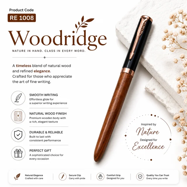 RE 1008 Shining Wood Rose Roller Pen