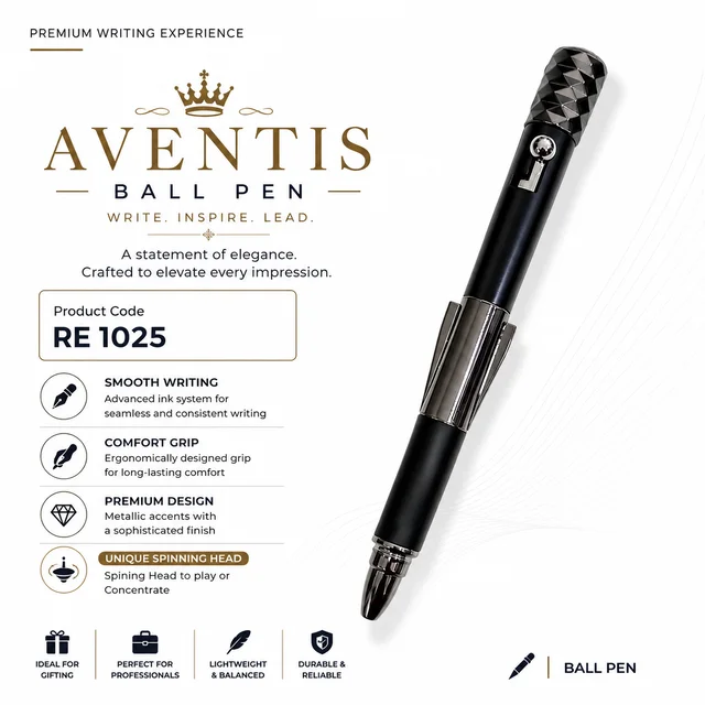 RE 1025 Designer Black Ball Pen
