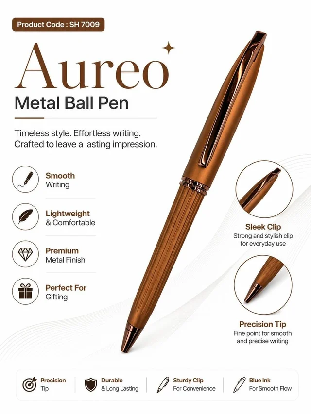 SH 7009 Pyramid Brown Metallic Roller Pen