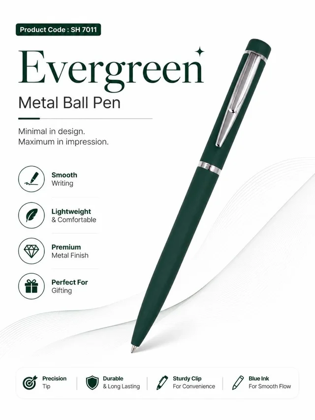 SH 7011 Green Colour CP Ball pen