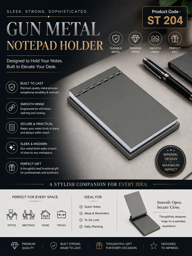 ST 204 Gun metal Finish writing pad
