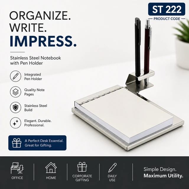 ST 222  Steel Pad stand with pen stand slot