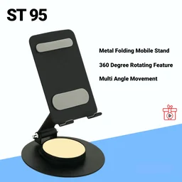ST 95 Mat Black 360 degree Rotation Multi Angle Full Foldable Mobile Stand