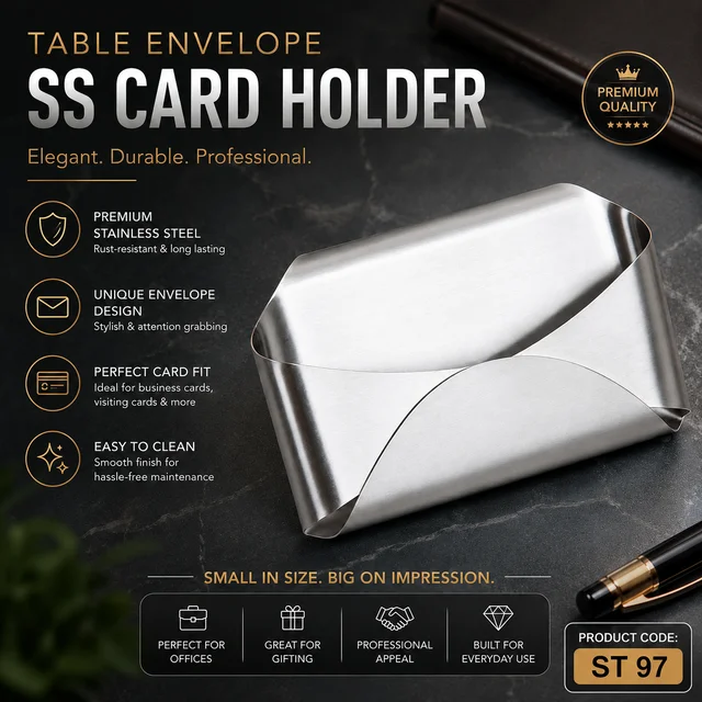 ST 97 Envelop Shape Steel Business Card Holder Stand