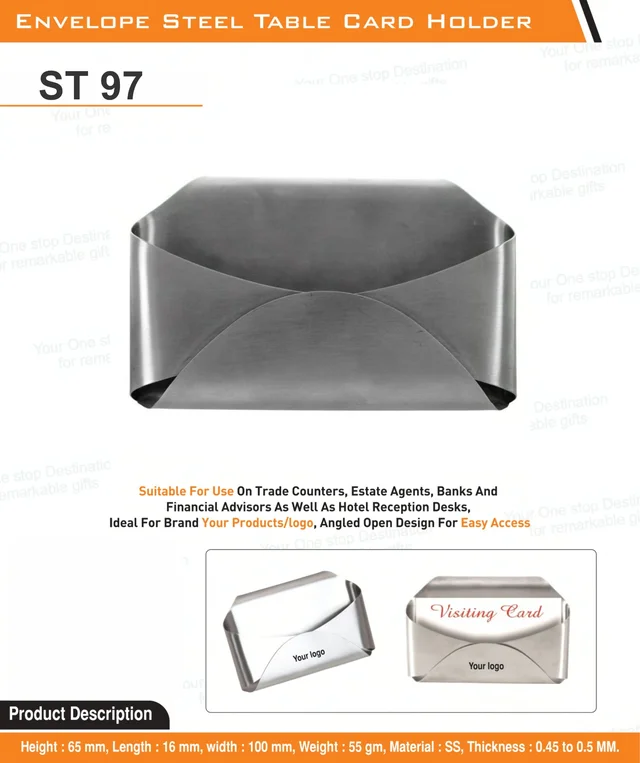ST 97 Envelop Shape Steel Business Card Holder Stand