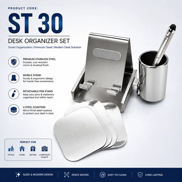 ST 30 Mobile stand with pen stand with 4 Plates coaster